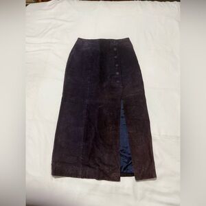 Vintage- Paris Sport Club - Maxi Skirt in Deep Purple - Suede - 7/8